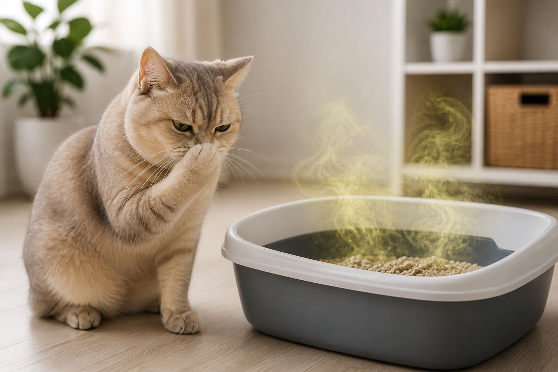 cat litter smell problem cat reaction litter box odor