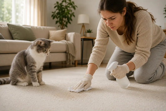Owner frustrated by lingering old cat urine smell in carpet