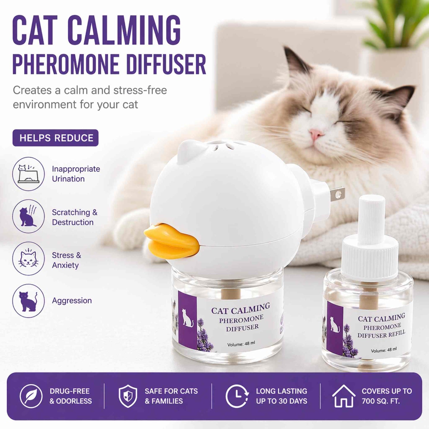 best cat calming diffuser to stop scratching aggression and peeing outside litter box naturally