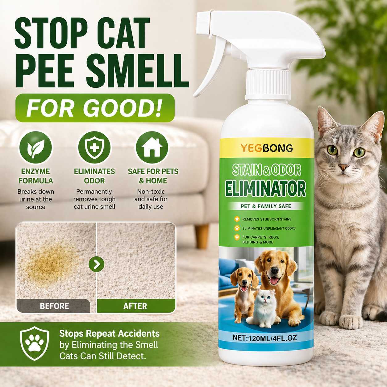 cat urine enzyme cleaner for carpet odor removal
